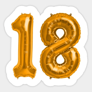 Bright Orange 18th Birthday Metallic Helium Balloons Numbers Sticker